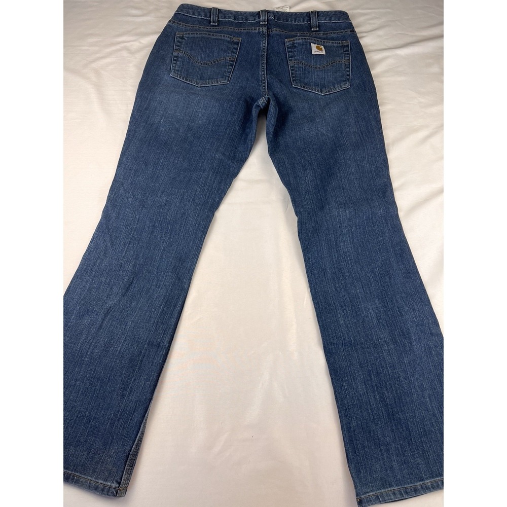 Carhartt Jeans Curvy Fit Mid-Rise Boot Cut Blue Workwear Western Women's 12x32 - Picture 8 of 13